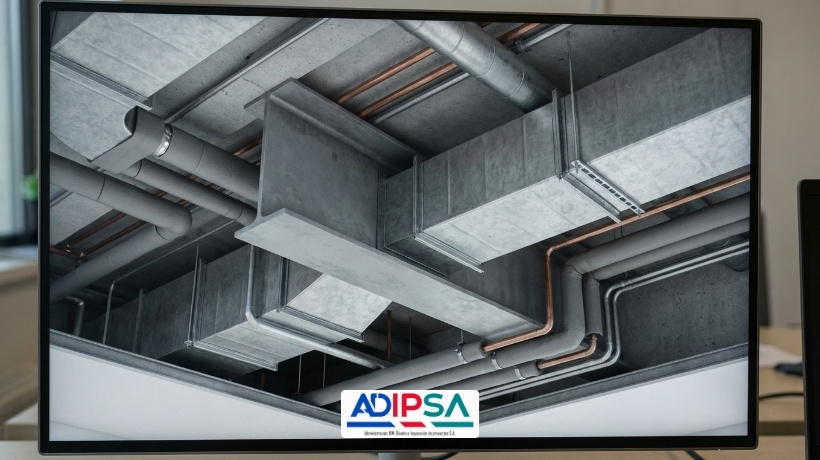 BIM clash view showing physical interference between structural and MEP systems